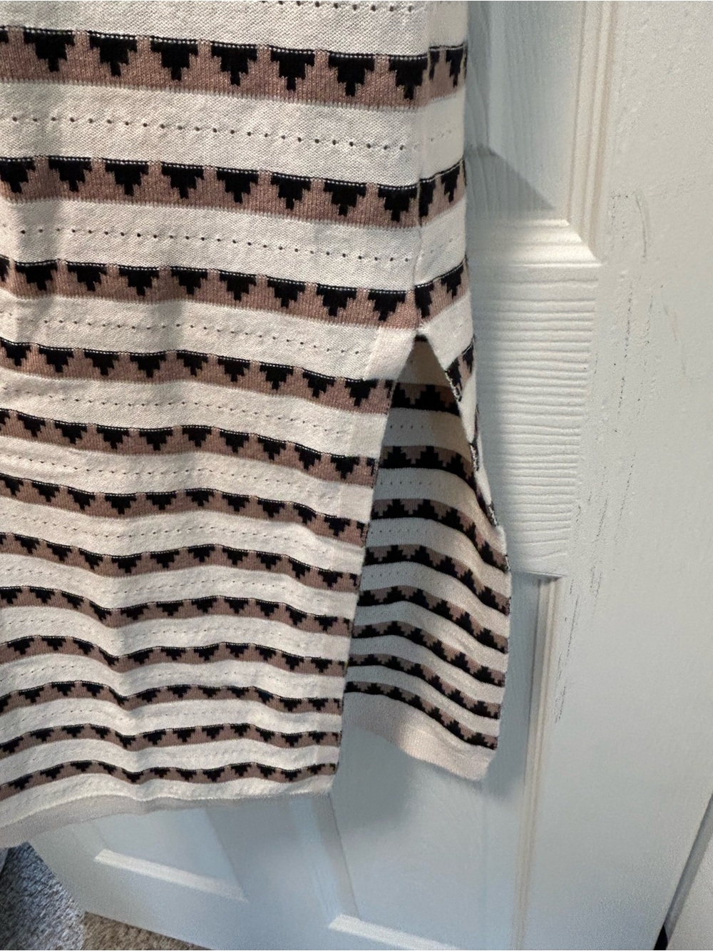 Maternity Long Sleeve Striped Maxi Dress in Cream & Black - Picture 4 of 5